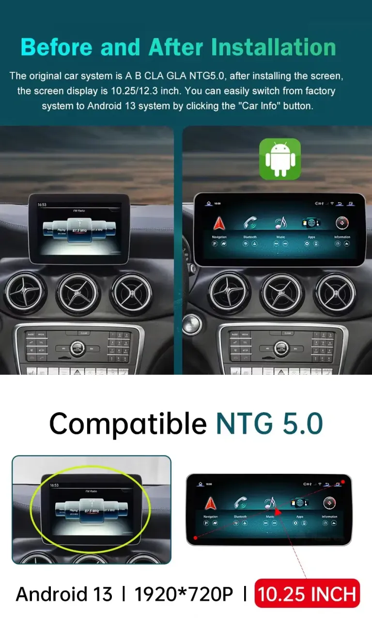 Mercedes Classe B Unité principale Android 2012-2018 | CarPlay DSP