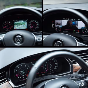 Installed Volkswagen Tiguan Digital Instrument Cluster 2009–2017 12.3 inch showing full LCD interface