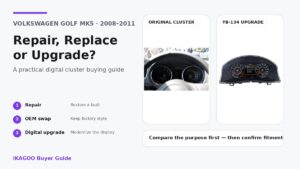 VW Golf MK5 combiné d'instruments d'origine et guide d'achat pour la mise à niveau vers le combiné numérique YB-134