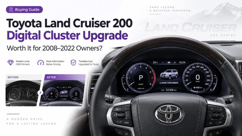 Toyota Land Cruiser 200 Series digital cluster upgrade installed in LC200 J200 dashboard