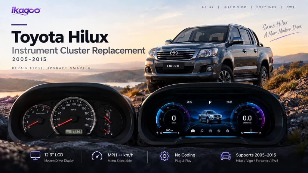 Étapes d'installation sans perte du tableau de bord numérique Toyota Hilux Fortuner