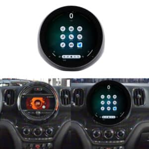Round Android screen installed in MINI dashboard