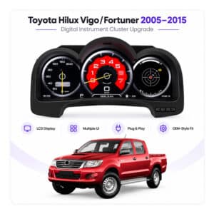 Toyota Hilux Vigo Fortuner SW4 digital instrument cluster installed dashboard view