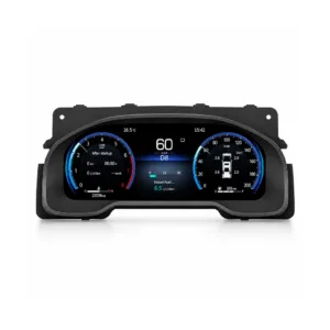 Image produit avant d'un tableau de bord numérique Toyota Tundra sur fond blanc, montrant une interface à double jauge circulaire
