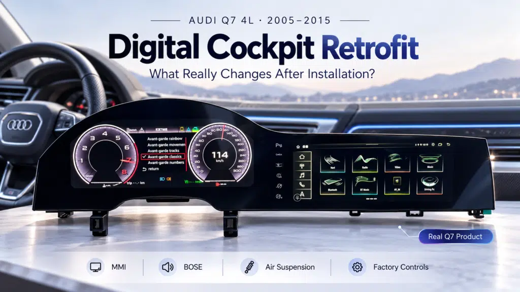 Audi Q7 4L Digital Cockpit Retrofit – Tableau de bord d'origine versus Digital Cockpit iKAGOO installé